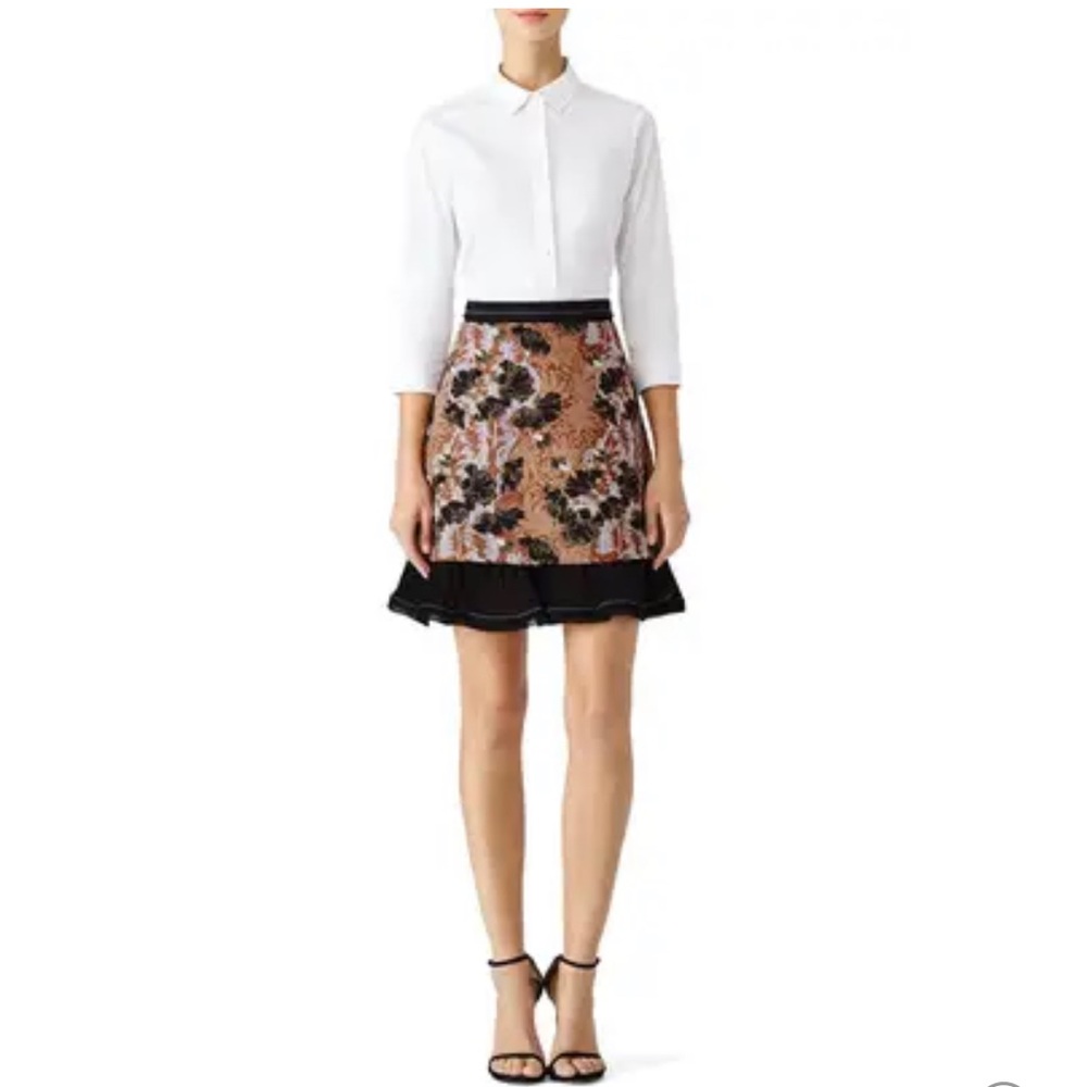 Carven‎ Floral Ruffle Mini Printed Skirt